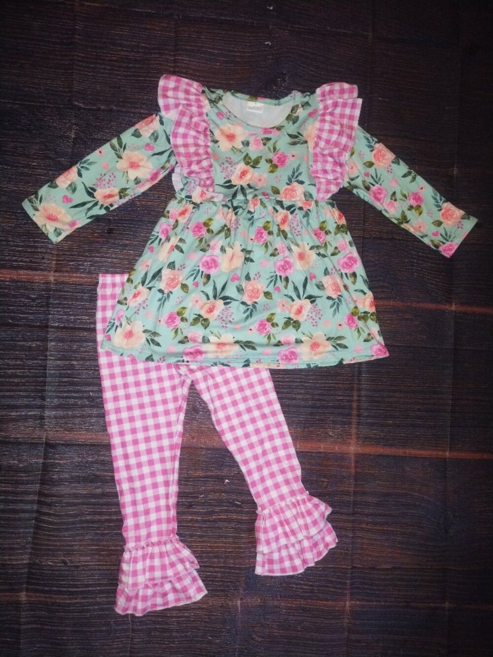 Boutique Floral Tunic Dress Leggings Girls Outfit